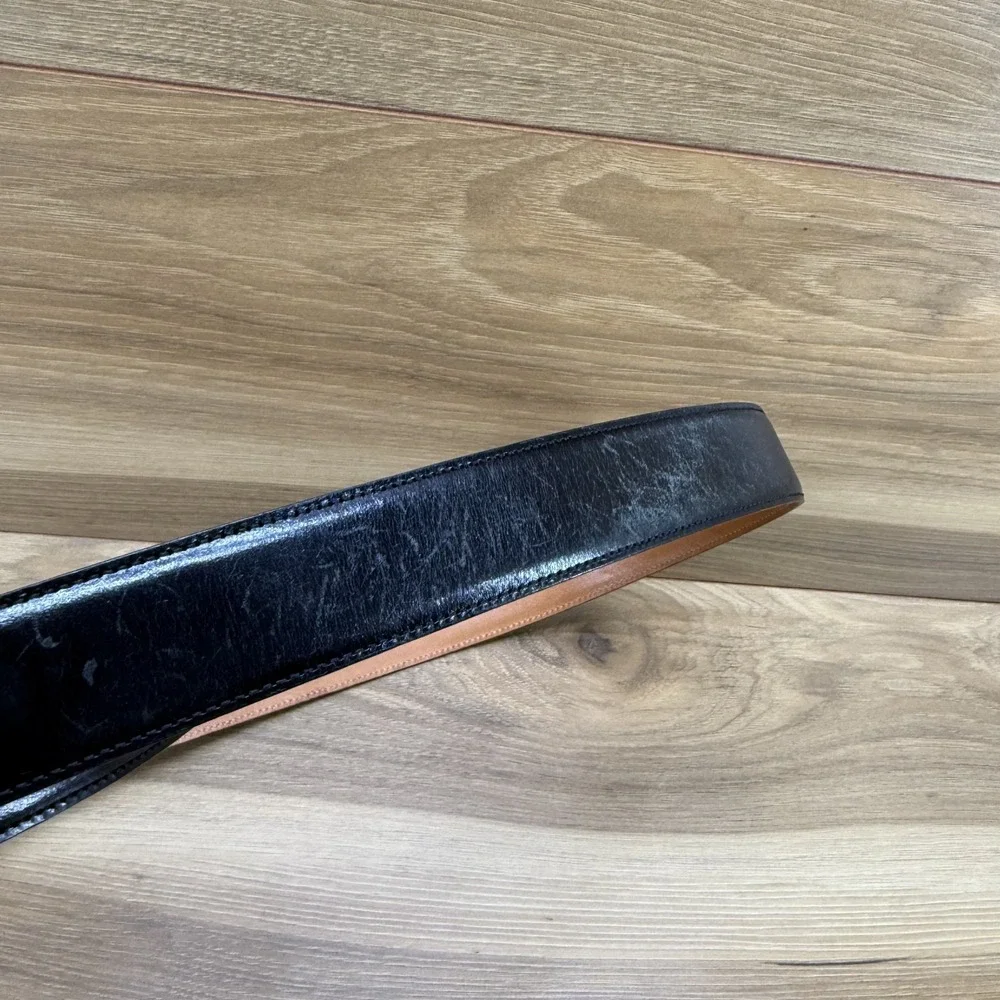 TRAFALGAR Easton Belt Mens‎ 38/95 Black Leather Handpolished Cortina Leather